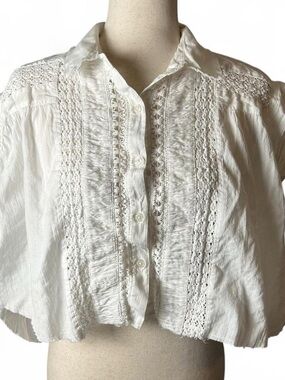 Urban Outfitters Fairy Lace White Cropped Blouse